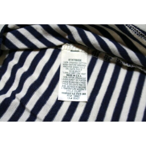 Stateside Womens M Turtleneck Short Sleeve Dress Navy Stripe Preppy Coastal Chic - Picture 3 of 7